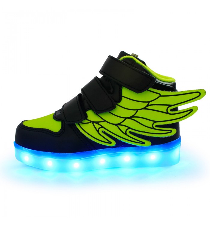 Leather led light up high tops wings